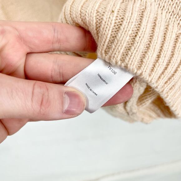 Beachly X Goldfish Kiss Oversized Knit Solid Tan Color Block Pullover Sweater M - Picture 6 of 7